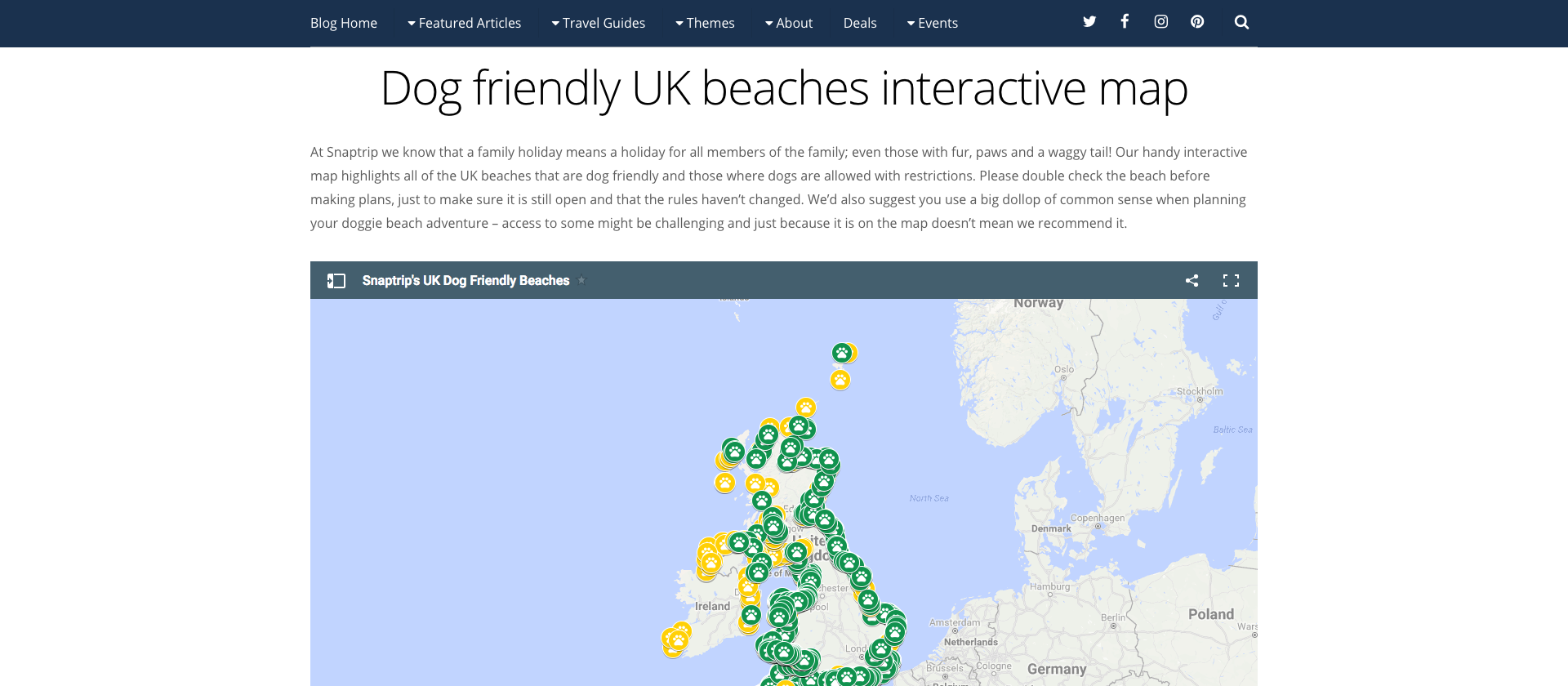 Dog friendly UK beaches interactive map Snaptrip